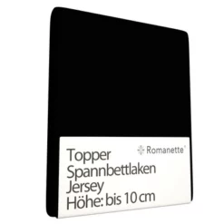Topper Spannbettlaken Romanette Schwarz (Jersey)