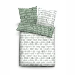 Bettwäsche Biberna Blätter Fichte Mako Satin