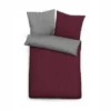 Bettwäsche Biberna Melange Uni Bordeaux Flanell