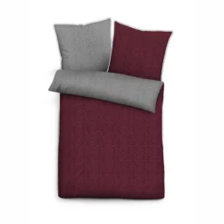 Bettwäsche Biberna Melange Uni Bordeaux Flanell