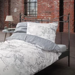 Bettwäsche Ibena Zeitgeist Nadelstreifen Weiß Mako-Satin