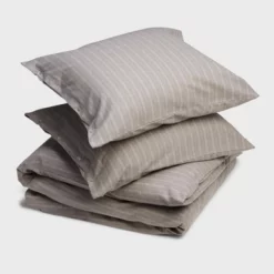 Bettwäsche Yumeko Stone Brown White Stripe Flanell -BEDSUPPLY VerkäufeBEDSUPPLY Verkäufe 6duvet cover set velvet flannel stone brown stripe 2 2p stk v2