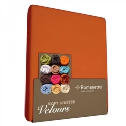 Spannbettlaken Romanette Terra Kürbis Rot (Velours)