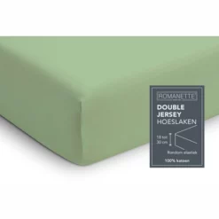 Spannbettlaken Romanette Dusty Green (Double Jersey) -BEDSUPPLY VerkäufeBEDSUPPLY Verkäufe Hoeslaken20Double20Jersey20hoek20dusty20green20HR