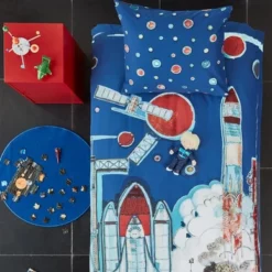 Bettwäsche Beddinghouse Kids Rocket Ship Blue Baumwolle