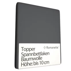 Topper Spannbettlaken Romanette Anthrazit (Baumwolle)