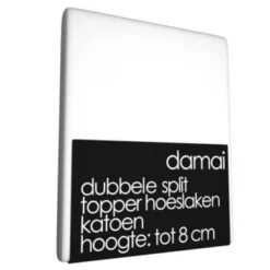 Double Split Topper Spannbettlaken 8 Cm Damai White (Baumwolle)
