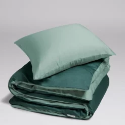 Bettwäsche Yumeko Green Green Mako-Satin -BEDSUPPLY VerkäufeBEDSUPPLY Verkäufe eduvet cover set cotton sateen double face green 2 1p stk