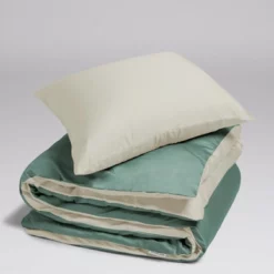 Bettwäsche Yumeko Sandy Green Mako-Satin -BEDSUPPLY VerkäufeBEDSUPPLY Verkäufe hduvet cover set cotton sateen double face sandy green 2 1p stk