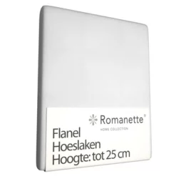 Spannbettlaken Romanette Weiß (Flanell) -BEDSUPPLY VerkäufeBEDSUPPLY Verkäufe hoeslaken romanette flanel wit 1