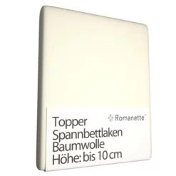 Topper Spannbettlaken Romanette Elfenbein (Baumwolle)