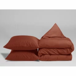 Bettwäsche Yumeko Rusty Red Perkal -BEDSUPPLY VerkäufeBEDSUPPLY Verkäufe qc1308a duvet cover set percale rusty red 2 2p