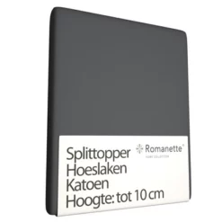 Split Topper Spannbettlaken Romanette Anthrazit (Baumwolle) -BEDSUPPLY VerkäufeBEDSUPPLY Verkäufe splittopper hoeslaken romanette katoen antraciet